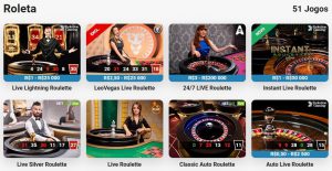 Variedade de jogos de roleta no cassino LeoVegas